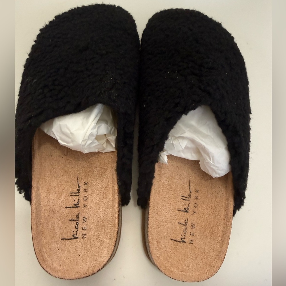 Black Textured Mules by Nicole Miller